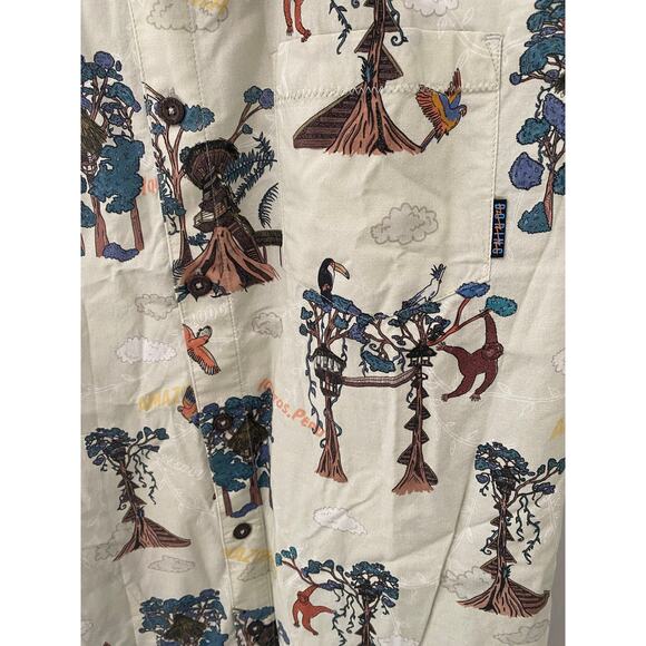 New BAJA LLAMA Treehouse 7-SEAS Button Up Short Sleeve Shirt Size Medium - Picture 5 of 6